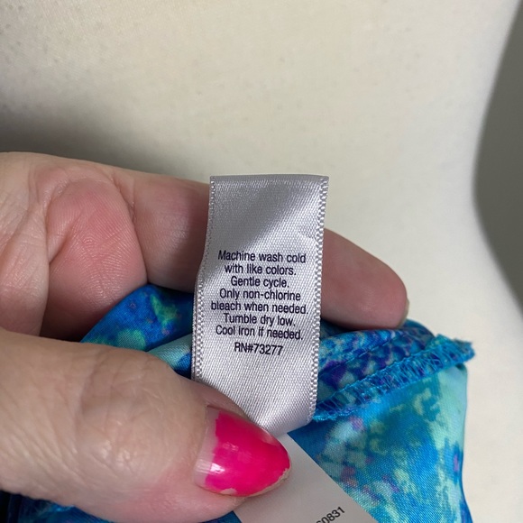 Jennifer Lopez purple blue boho snake print dolman sleeve hi low top size large - Picture 12 of 13